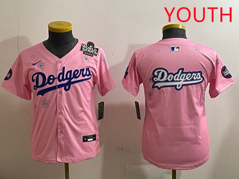 Youth Los Angeles Dodgers Blank Pink Sakura Edition 2025 Nike MLB Jersey style 15->youth mlb jersey->Youth Jersey